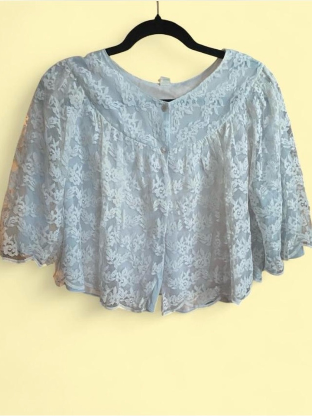 60’s Nanette Light Blue & White bed jacket size:S